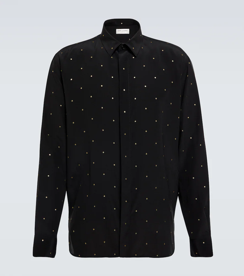 Embroidered silk crêpe de chine shirt