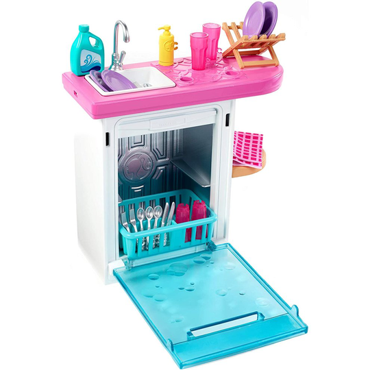 Barbie Indoor Furniture Set Kitchen Dishes Washing Accessories Gift
