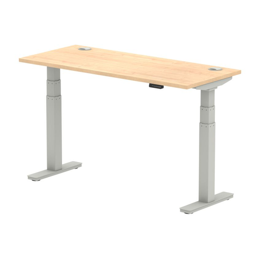 Dynamic Air 1400/600 Maple Height Adjustable Desk with Cable Ports with Silver L