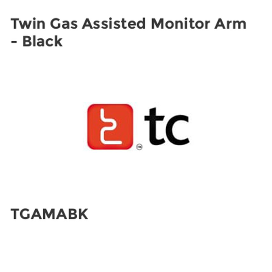 TC Group Twin Gas Assisted Monitor Arm - Black