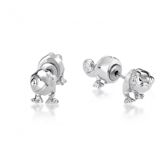 Disney Princess White Gold-Plated Tangled Rapunzel Pascal Chameleon Stud Earrings