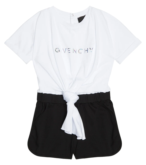 Logo cotton playsuit