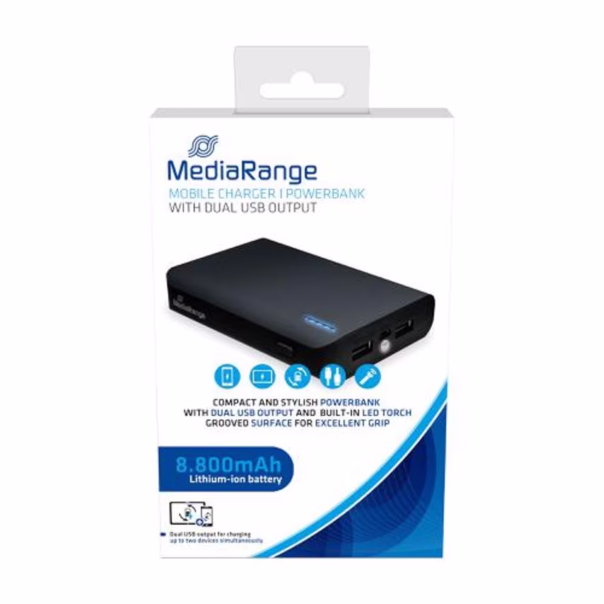Media Range MediaRange Powerbank With Built-in LED Torch 8800 mAh Ref MR752