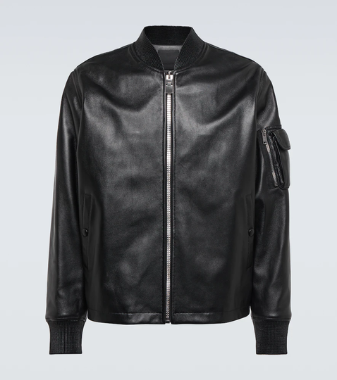 Leather bomber jacket