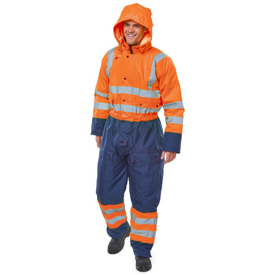 B-Seen TWO TONE HIVIZ THERMAL WATERPROOF COVERALL OR/N 3XL