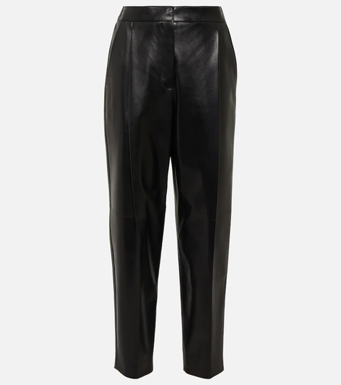 High-rise straight-leg leather pants