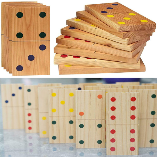 Wooden 28 Pcs Giant Dominoes Set Jumbo Garden Outdoor Toy Party Game