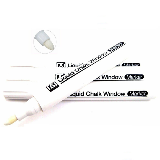 3x White Liquid Chalk Window Marker Pens Glass Windows Blackboard