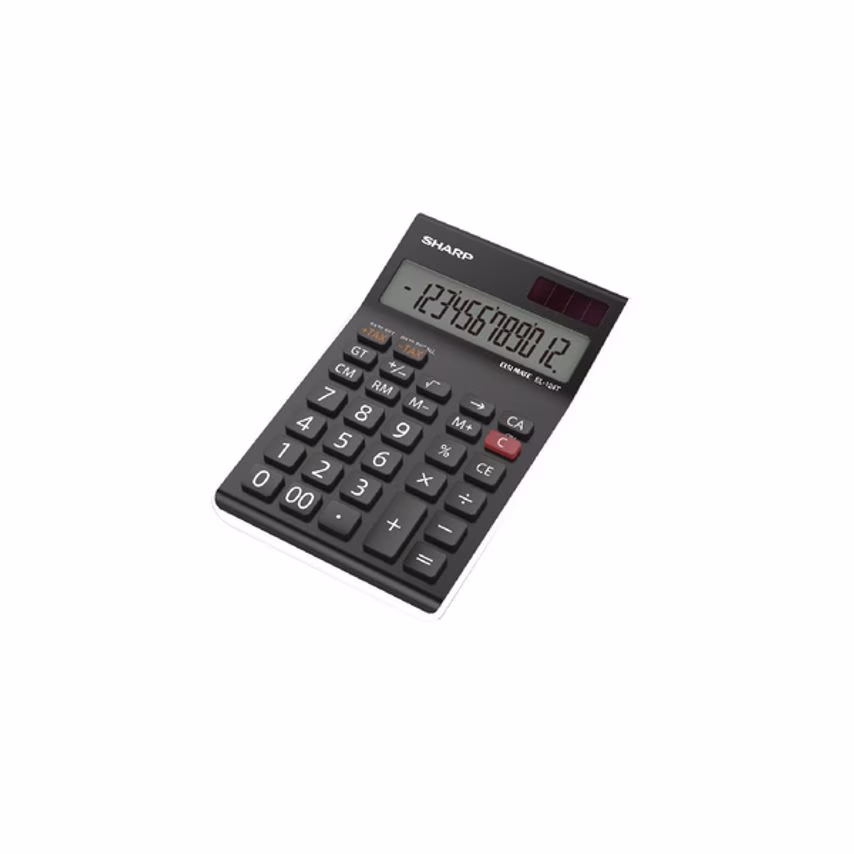 Sharp Black EL-124AT Desktop Calculator (Four key memory stores numbers) EL124AT