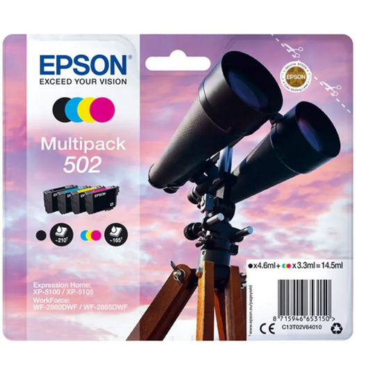 Epson Ink Low Volume Multi 4-Colours 502 Ink- you get 5