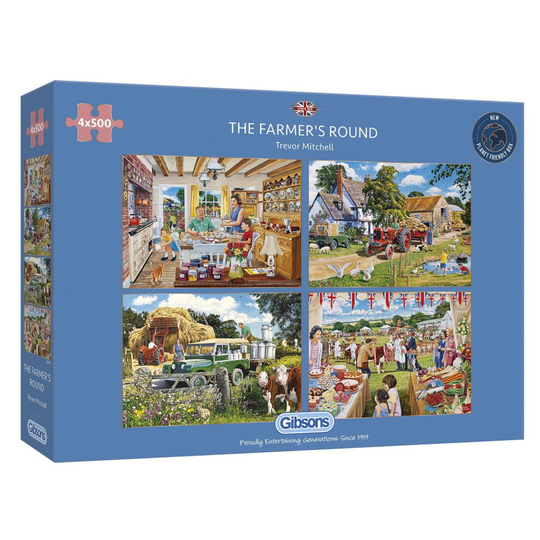 Gibsons The Farmer's Round Jigsaw Puzzle (4 x 500 Pieces)
