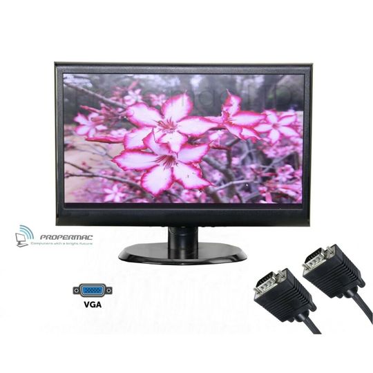 (VGA) 21.5" 22" for Home Office Black Monitor VGA or DVI or DVI to HDMI