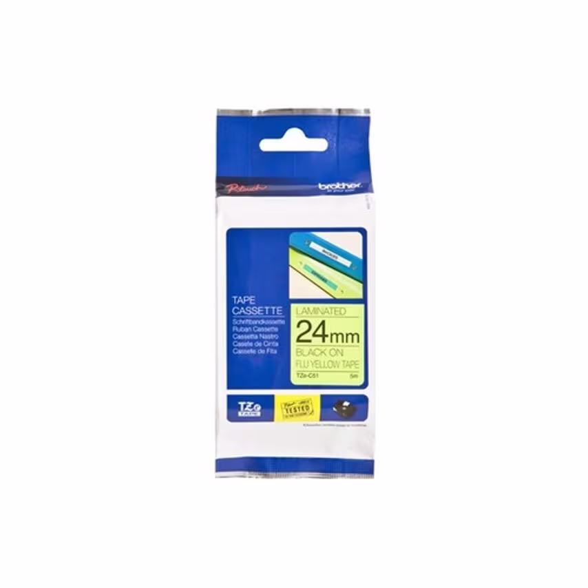Brother P-touch Paper Bro 24MM Fluorescent Black on Yellow