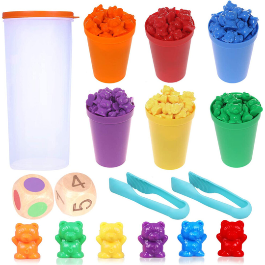 Rainbow Counting Bears 71pcs Colorful Sorting Toys Math Skills Games