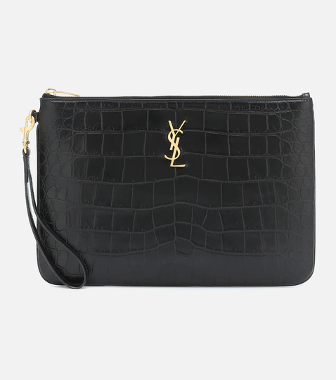 Croc-effect leather tablet pouch