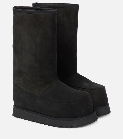 Shearling platform knee-high boots