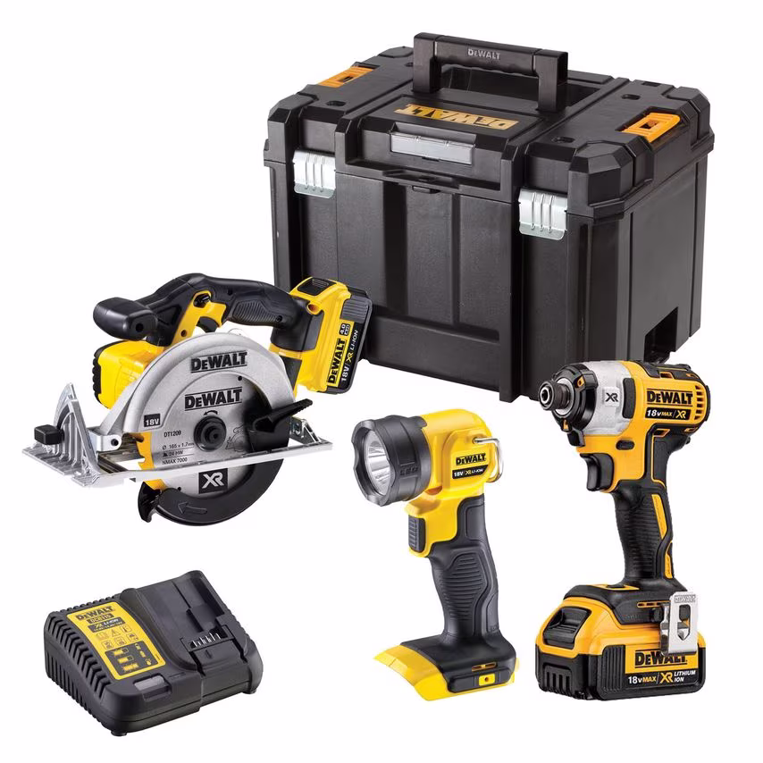DeWalt 18V XR DCF887, DCS391 & DCL040 Kit (2 x 4.0AH Batteries)