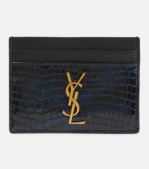 Monogram patent leather card holder