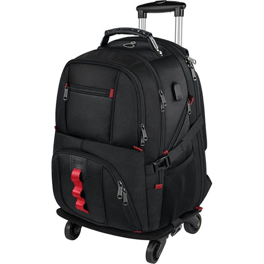 Rolling Backpack with Wheels, Backpack on Wheels for Men Women Adults, 17 inch Wheeled Rucksack for Travel Business College School, Gifts