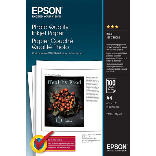 Epson White Photo Inkjet A4 Paper 102gsm (Pack of 100) C13S041061