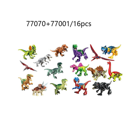 (Set2-16PCS) 16Pcs Mini Jurassic World Park Dinosaur Building Blocks