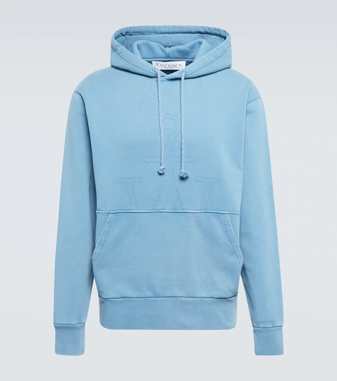 Embroidered cotton jersey hoodie
