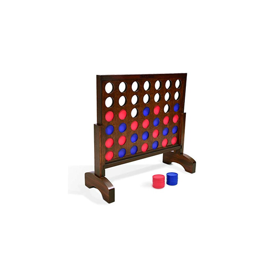 GoSports Giant Dark Wood Stain 4 in a Row Game - 2 Foot Width - Huge 4 Connect Family Fun with Coins Case and Rules