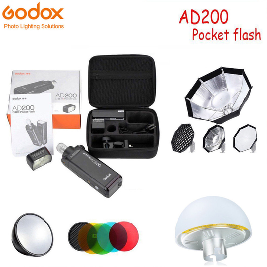Godox AD200 2.4 TTL HSS 200w Flash W/ Softbox Diffuser Reflector Kit