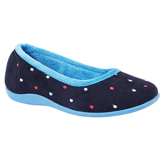 (7 UK, Blue/Turquoise) Sleepers Womens/Ladies Isla Dotted Ballerina Memory Foam Slippers