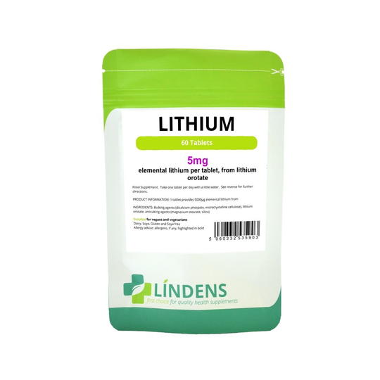 Lindens Lithium 5mg DOUBLE PACK 120 Tablets - from Lithium Orotate 131mg
