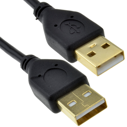 kenable GOLD USB 2.0 A to A Male to Male High Speed BLACK Cable 0.5m SHORT