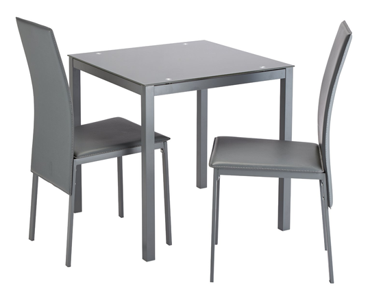 Argos Home Lido Glass Dining Table & 2 Grey Chairs