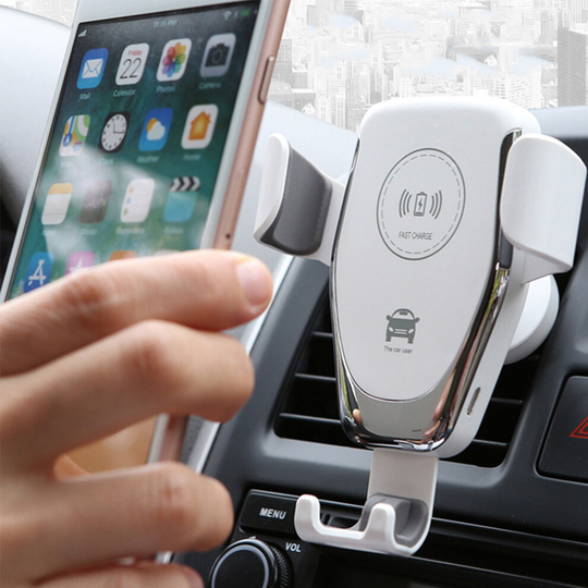 360° Qi Wireless Charger, Car Phone Holder Mount Automatic Clamping