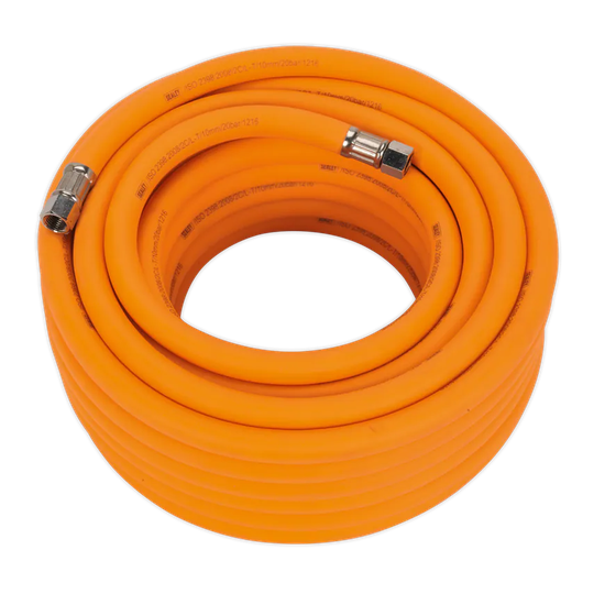 Sealey Air Hose 15m x 10mm Hybrid High Visibility with 1/4" BSP Unions