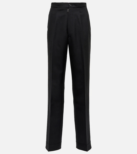 High-rise tapered wool pants