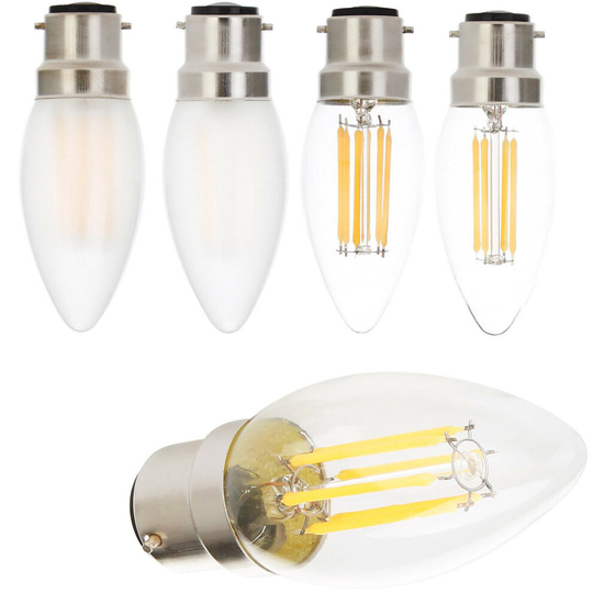 (Milky, 4W & Non-dimmable) 2W 4W 6W Dimmable C35 B22 LED COB Filament Candle Light Retro Edison Warm White Lamp Bulb