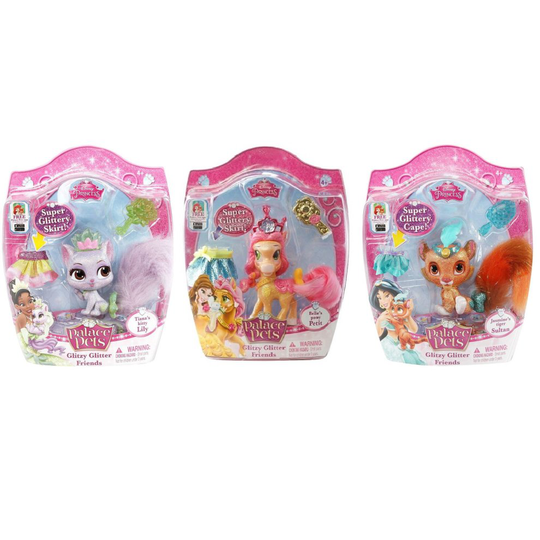 Palace Pets Disney Princess Glitzy Glitter Friends (Set of 3) Bundle Doll Figures Toy