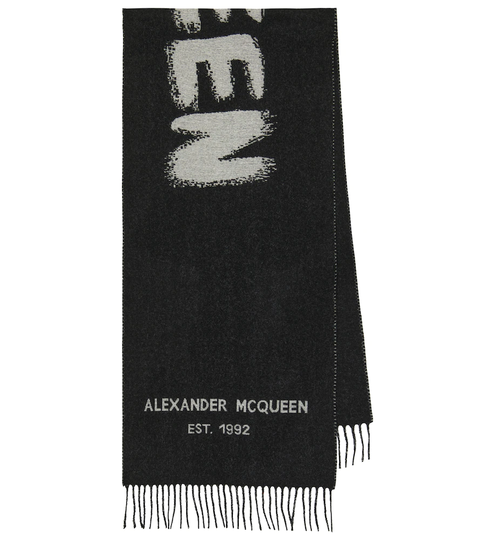Logo wool scarf