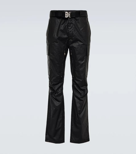 Belted coated cotton cargo pants
