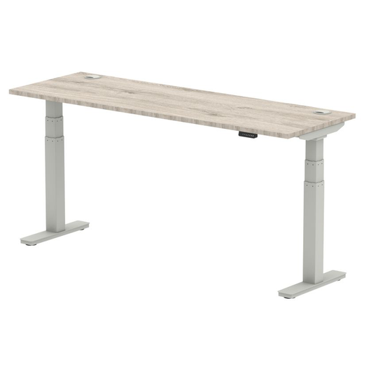 Dynamic Air 1800/600 Grey Oak Height Adjustable Desk with Cable Ports with Silve