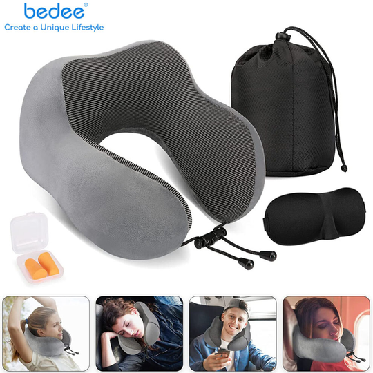 U-Shaped Memory Foam Neck Pillow, Soft Travel Sleeping Airplane Pillow