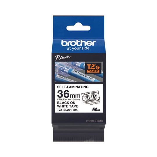 Brother P-Touch 36mm Black on White Labelling Tape TZE-SL261