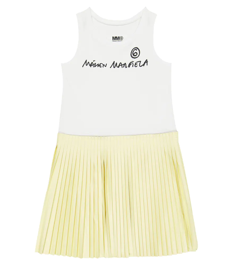 Logo printed pleated dress