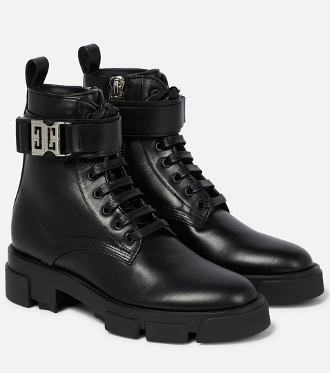 Leather combat boots