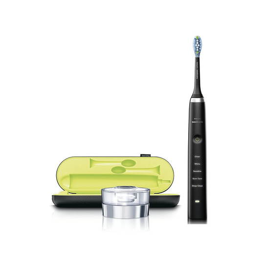 (Black) Philips Sonicare DiamondClean Electric Toothbrush (UK 2-pin Bathroom Plug with USB Travel Charger)