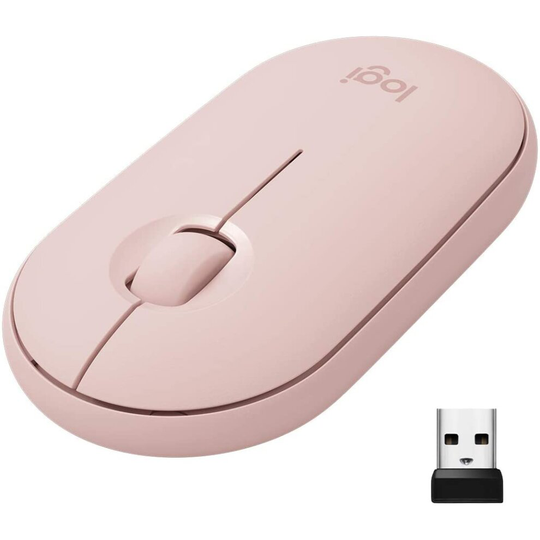 Logitech Pebble M350 Wireless Mouse with Bluetooth or USB - Silent, Slim Computer Mouse with Quiet Click for iPad, Laptop, Notebook, PC and Mac - ..