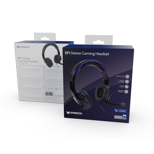 (Blue) SF1 Stereo Gaming Headset with Microphone, 3.5mm Jack for PS4, PS5, Xbox One, Series X, Switch, PC