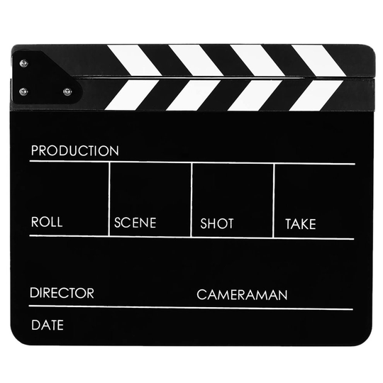 Acrylic Plastic Dry Erase Director's Film Clapboard Slate with Color Sticks Easy Wipe Cut Action Scene Clapper Board Black