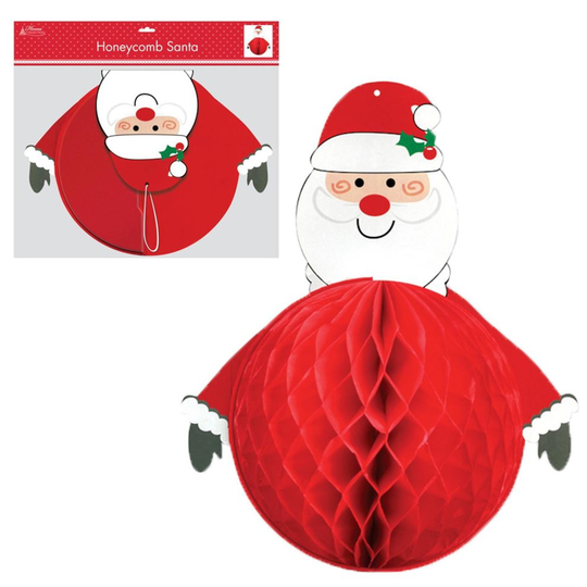 Christmas 3D Honeycomb Hanging Decoration - Santa Design