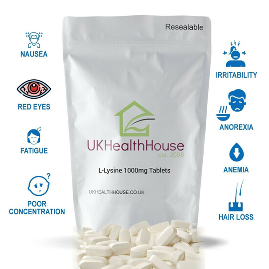 L-Lysine 1000mg Tablets - Fights Cold Sores, Herpes - Amino Acid x 60